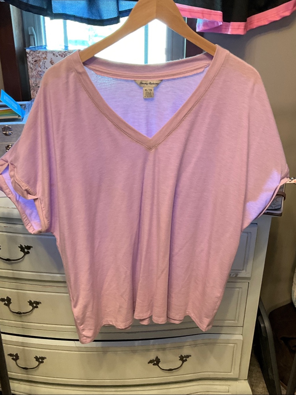 Tommy Bahama Soft Lavender V-Neck Short Sleeve Tee